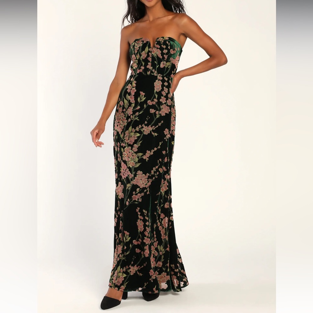 Lulus bloom in mind emerald floral dress
